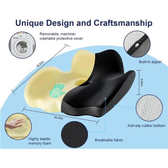 Orthopedic Seat Cushion,X Large Breathable Office Chair Cushion - Picture 6 of 8